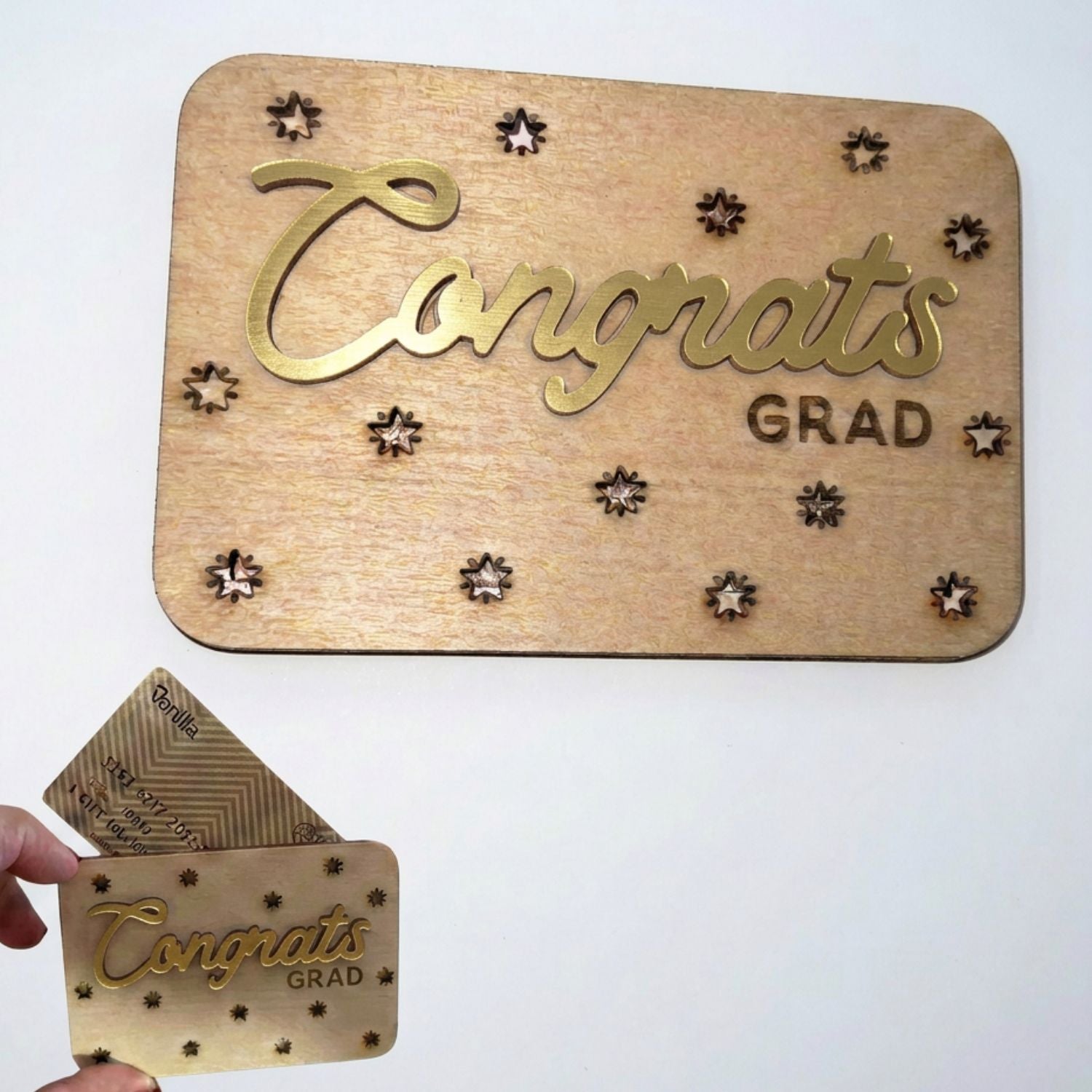 Congrats Grad Wooden Gift Card Holder