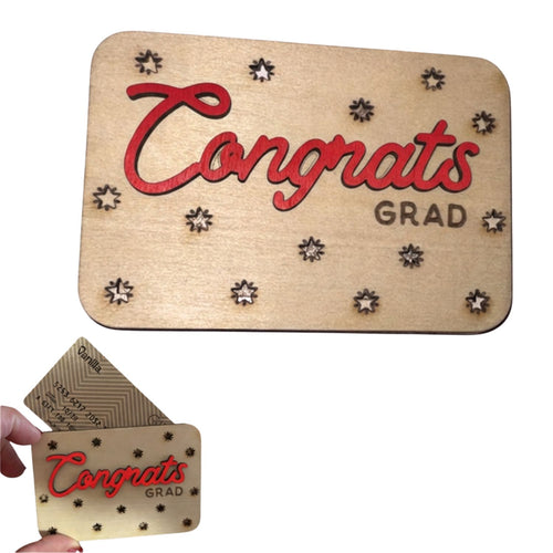 Congrats Grad Wooden Gift Card Holder
