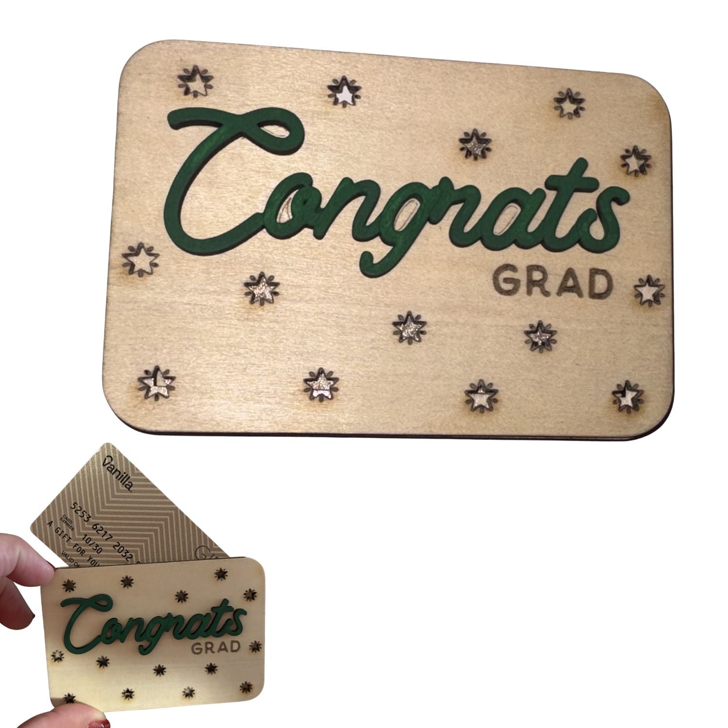 Congrats Grad Wooden Gift Card Holder