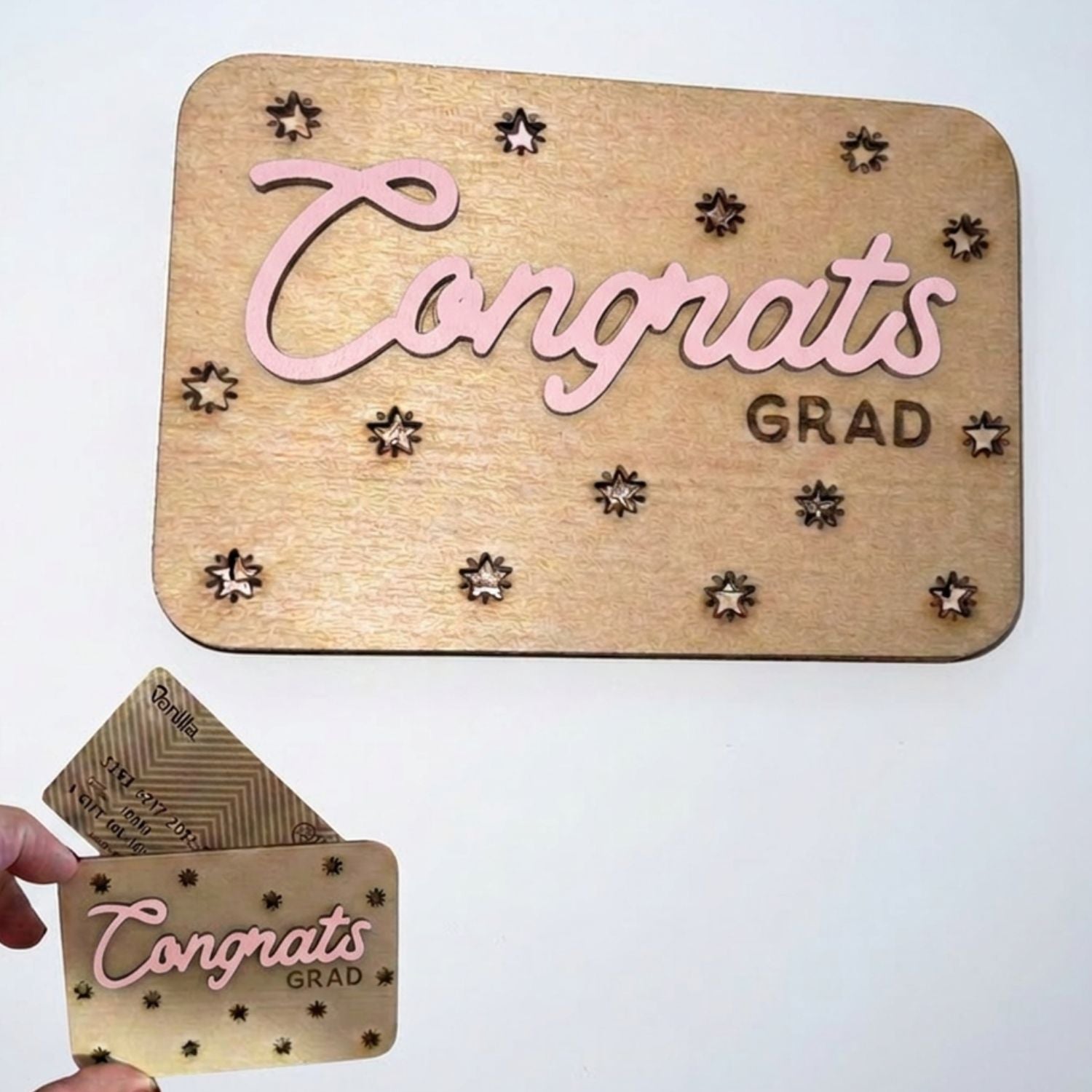 Congrats Grad Wooden Gift Card Holder