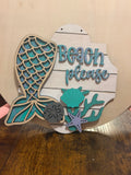 Beach Please DIY Paint Kit | Mermaid Tail Wood Sign | Coastal Craft Kit with Paint & Brushes Included